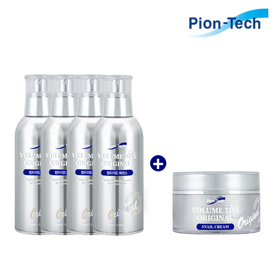 [파이온텍][매진패키지]파이온텍 볼륨 톡스 오리지날 펩타이드 에센스 100ml*4 +  오리지널 달팽이 크림 50ml*1
