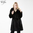 진도 휘메일 밍크 후드 코트 (EC02)-블랙