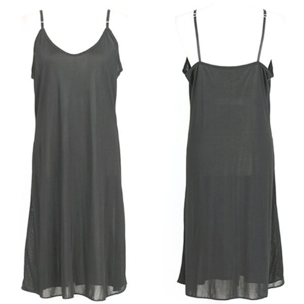 원피스토리 [하프클럽/원피스토리]인견 끈조절원피스 롱슬립 여름쿨 레이어드 이너나시 홈웨어잠옷