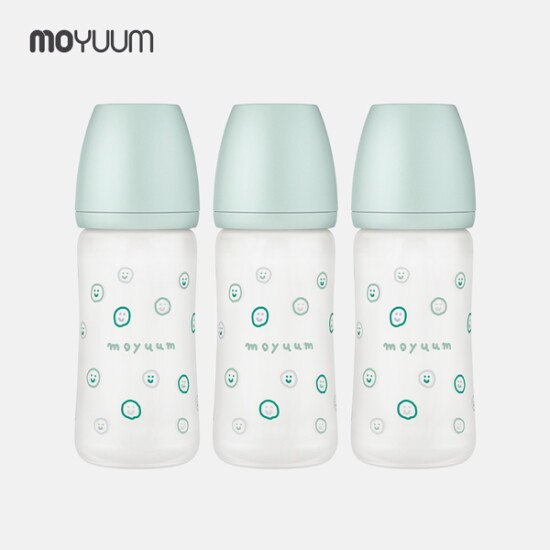 [모윰][모윰] 실리콘코팅 노꼭지 유리젖병 240ml 트리플팩 - 해피모어 에디션