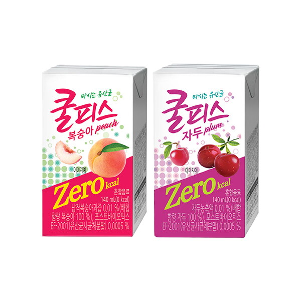 (주)동원F&B 동원 F&B 쿨피스 제로 테트라 복숭아 140ml x 48입/자두