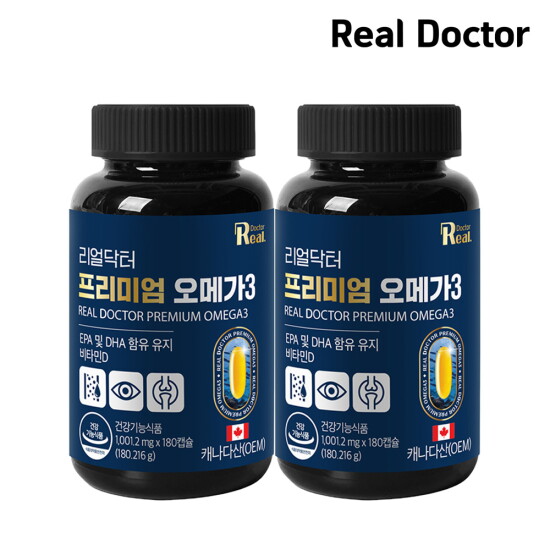 [리얼닥터]프리미엄 오메가3 12개월분(1,100mg x 180캡슐 x 2개)
