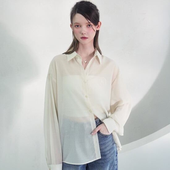 [비바셔스]Sillage See-Through Stripe Shirt IVORY