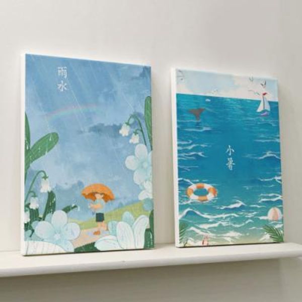 교보문고 꾸밈 ga677-캔버스액자33.4x24.2 절기 우수,소서,추분,소한