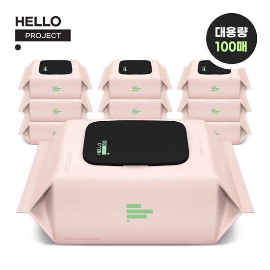 [베베숲 헬로프로젝트]헬로500 물티슈 100매 캡 10팩
