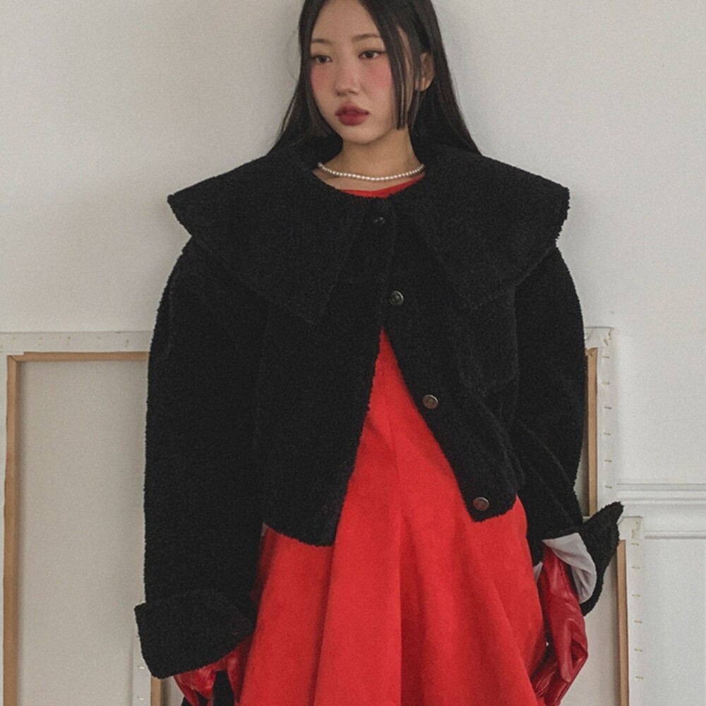 다잇템 여자 덤블 고무줄 탱크 세일러카라 주머니 퀼팅 잔주름 점퍼