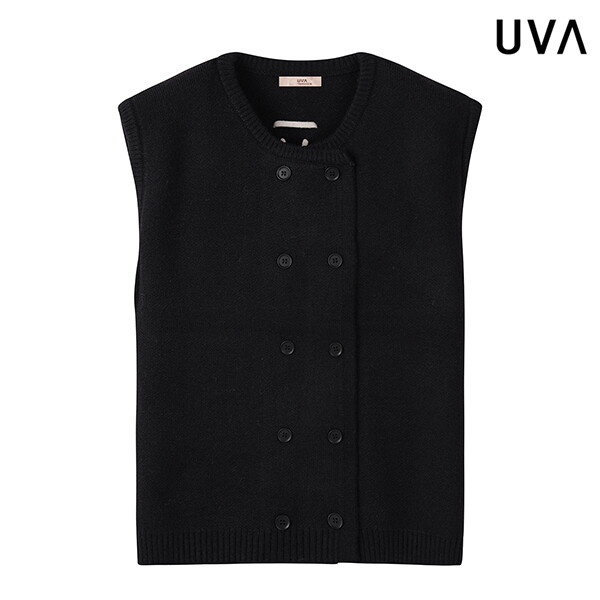 우바 (무료반품) [UVA] 더블 버튼 데일리 라운드 니트 베스트 (UO4VW001L0)