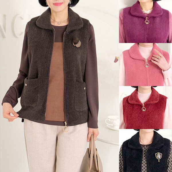 로즈맘 [하프클럽/로즈맘]효린인조소프트밍크니트조끼