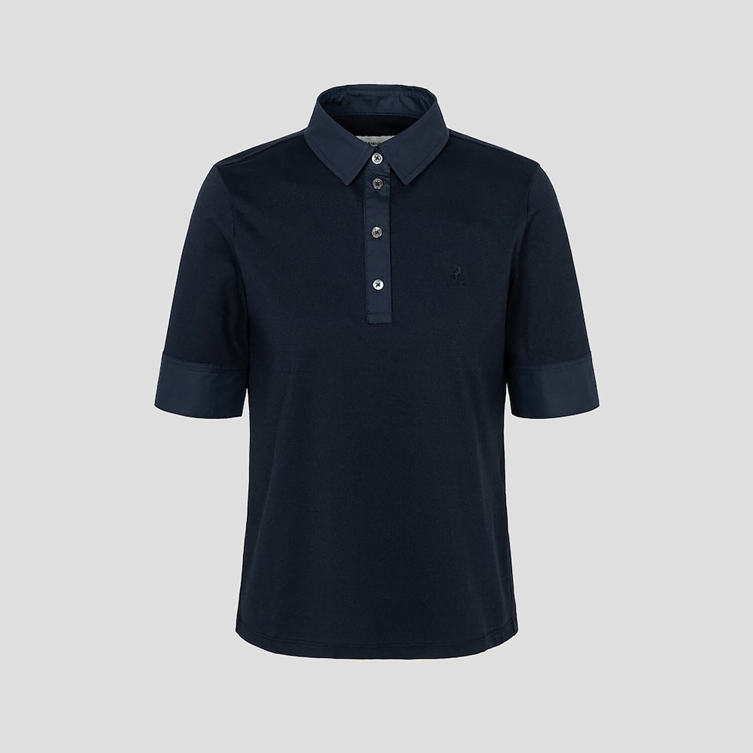 상세참조 빈폴레이디스(상반기) 리넨 혼방 반소매 T칼라 티셔츠  네이비 (BF5342C72R)