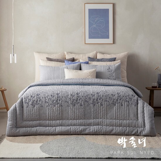 [박술녀][Q]순면100 피그먼트 워싱 자수 침구 풀세트_초연(初緣)