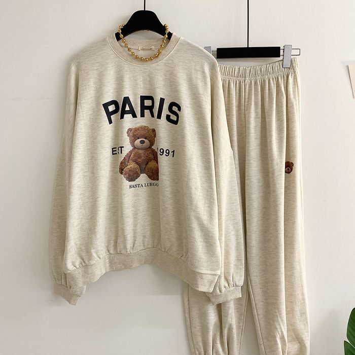 제조자 허니제이 허니제이 / 라톡 레터링 맨투맨 조거 트레이닝 세트(2color)