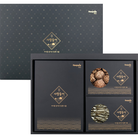 해풀잎 양명 사랑둥이 선물세트 4호(재래김전장20g*6ea +흑화고200g+멸치500g)