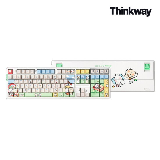 [씽크웨이]씽크웨이 토체프 101 108키 기계식 유무선 키보드 곰돌찡이랑 토끼찡 에디션