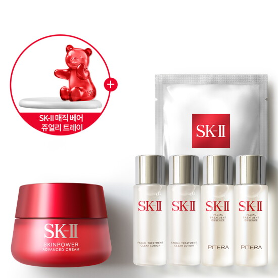 [에스케이투](매직 베어 주얼리 트레이 증정)스킨파워 어드밴스드 크림 80g 세트