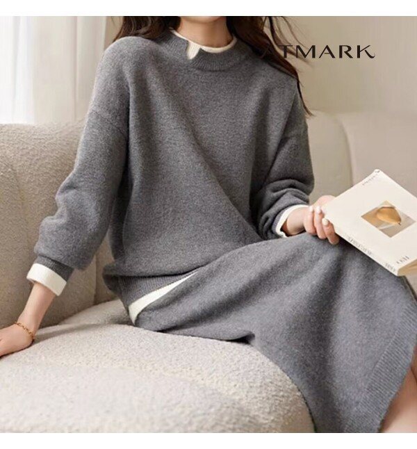 앳마크(ATMARK) [앳마크]ATMARK 트임포인트니트 스커트SET_AA39SE020G