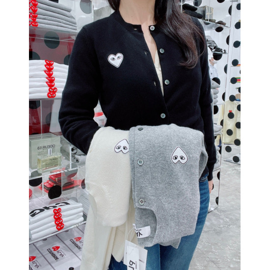 [꼼데가르송 플레이][꼼데가르송] 화이트와펜 남녀공용 가디건 (5컬러)