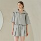 [누브][정상가 129000원][누브] Wide Collar Half Sleeve T-Shirts Set Up - M.Gray