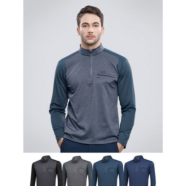 (주)이지바이 이지바이 [하프클럽/이지바이]이지바이 맨파워 남성 배색 가슴 포켓 기모 집업 티셔츠(M5WT49)