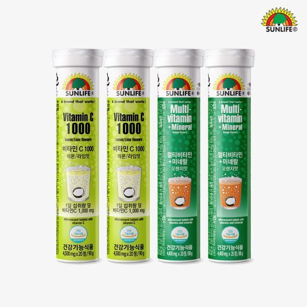 주식회사 드림리더 나우푸드 [하프클럽/나우푸드]썬라이프 발포비타민 비타민C 1000 레몬 라임 맛 20정 2병   멀티비타민 미네랄 오렌지 맛 20정 2병