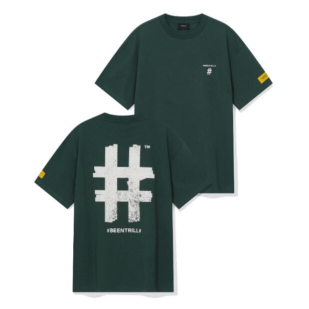 빈트릴 빈트릴반팔티 VQA BA252TS005GE 스탬프 해시태그 티셔츠 (다크 그린)