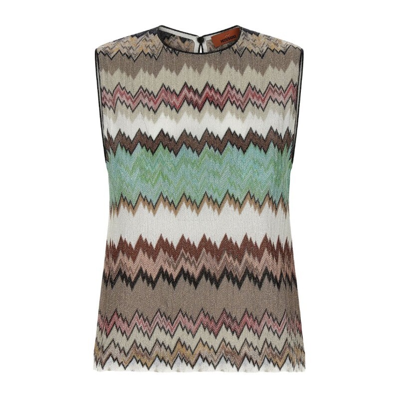 MISSONI 미쏘니 미쏘니 지그재그 메탈릭 티어드롭 컷아웃 베스트 DS26SK0K BR014WSM9Y3
