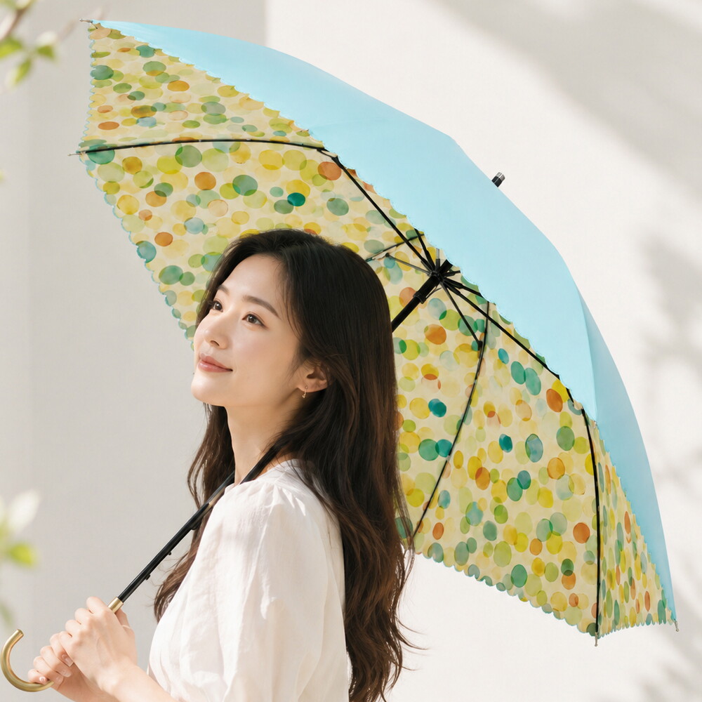 estaa [AK분당점] [에스타] 일본 우양산 BP-BTSlight 롱 컬러풀 도트 폴딩 장우산 2GPL620