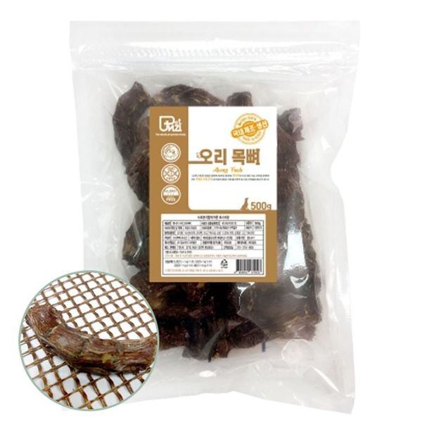 알티피아 [하프클럽/알티피아]강아지 오래먹는 뼈간식 오리 목뼈 500g 1P 영양 스낵