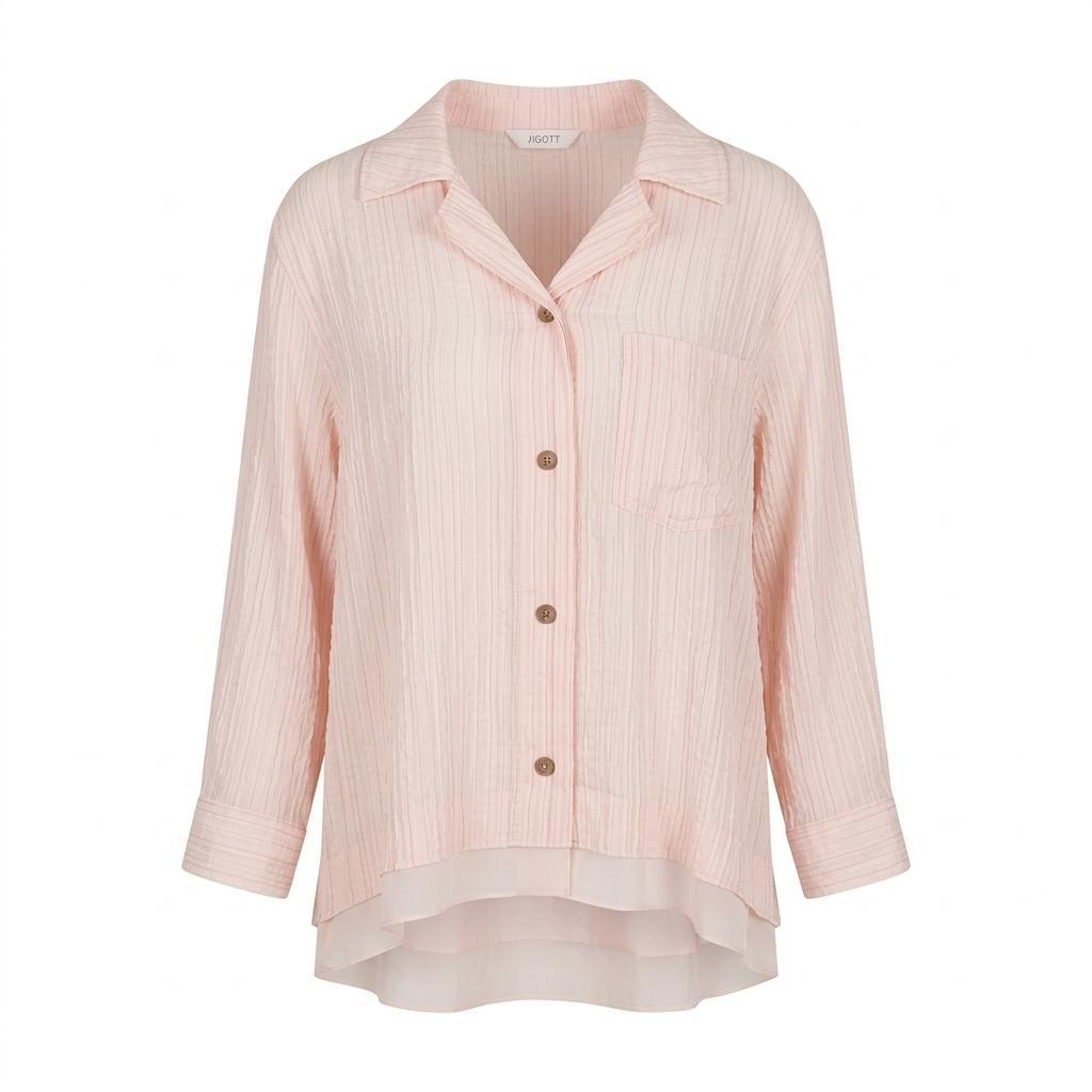 지고트 링클  시폰 레이어드 셔츠 블라우스 (JS4E0BL511)