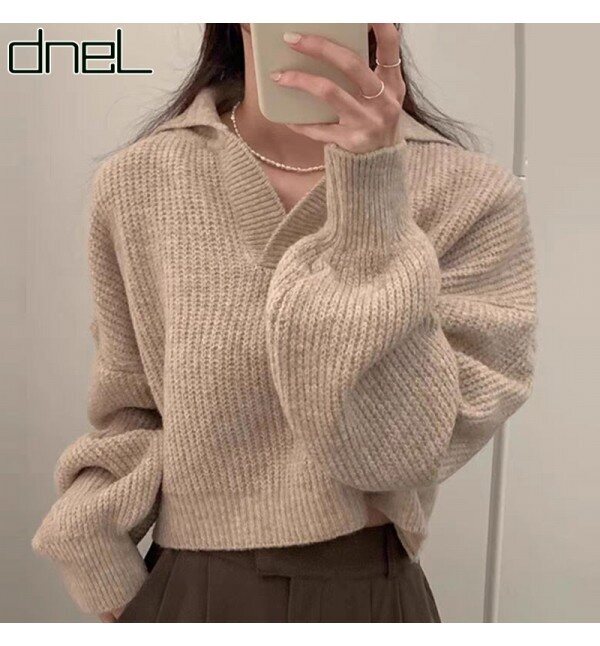 드넬 [드넬][드넬]오픈넥크롭니트DWK43197A