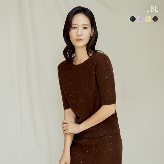 [LBL]○25FW 캐시미어 시퀸 블렌드 소프트 하프슬리브 니트