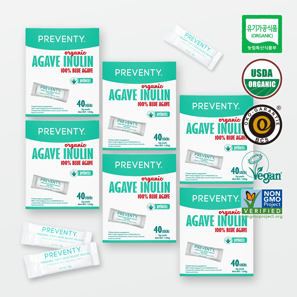 프리벤티 [프리벤티] 유기농 프리미엄 블루 아가베 이눌린 프리바이오틱스 (40포)x 6세트
