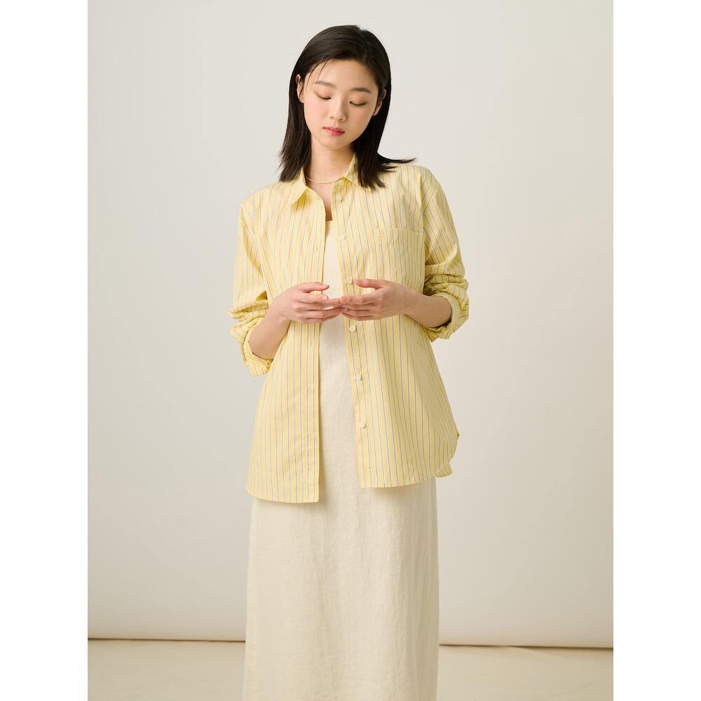 빈폴레이디스(상반기) 포플린 스트라이프 오버핏 셔츠  옐로우 (BF5264C02E)