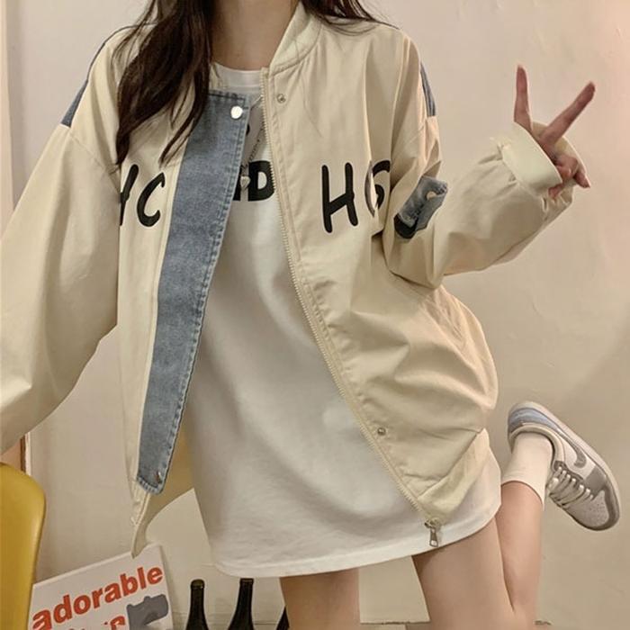 프롬슈그린 [프롬슈]데일리 데님배색 여성 여자 점퍼 자켓 아우터 (9218754)