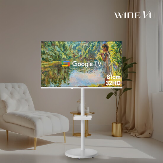 [와이드뷰][와이드무빙뷰] 화이트에디션 삼탠바이미 클래식 셋트 81cm(32인치) HD 스마트 이동식 TV 중소바이미
