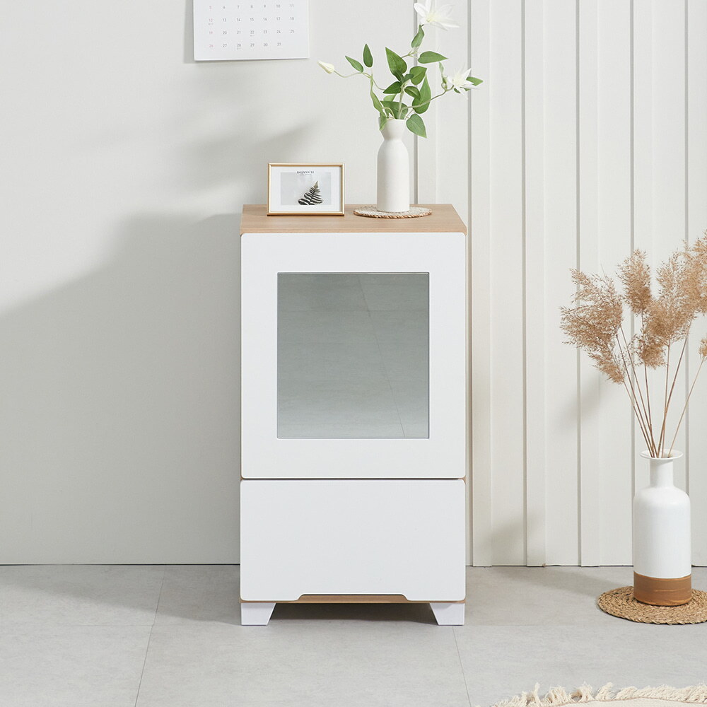 우아미아이 [우아미가구]엘킨 거울 수납 서랍장 450