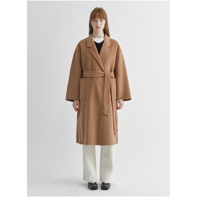 쉬즈미스 울 혼방 벨티드 로브 핸드메이드 롱코트 (SWHCTO42050)