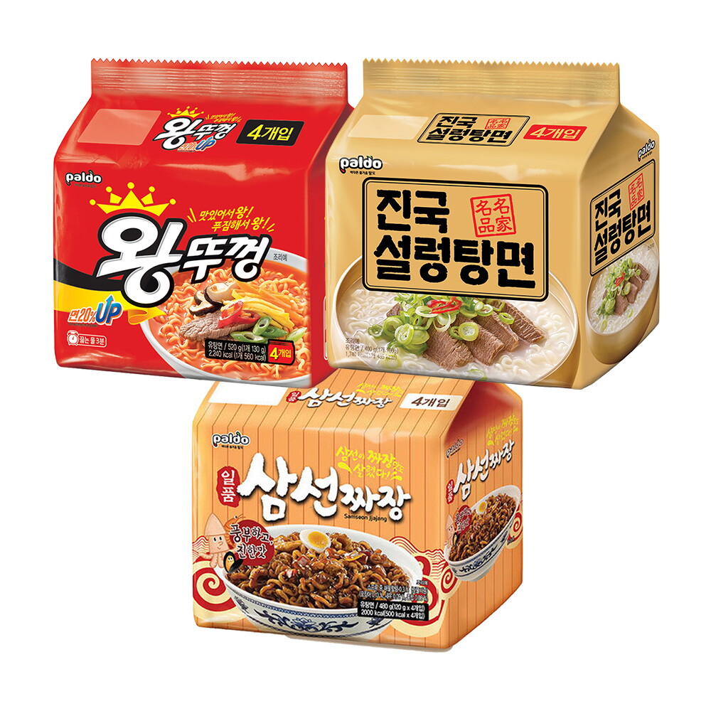 팔도 팔도 왕뚜껑봉지(4입)x1개+ 진국설렁탕면(4입)x1개 + 일품삼선짜장(4입)x1개