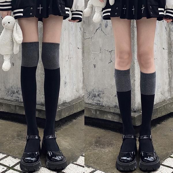교보문고 홀리지 쥴리아 데일리 캐주얼 투톤 하이틴 니삭스 반스타킹