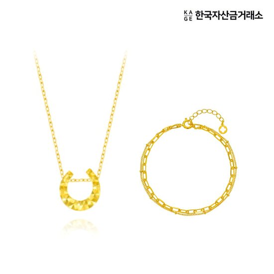 24K 행운 말발굽 목걸이 2.05g (+실버두줄팔찌 2.7g)