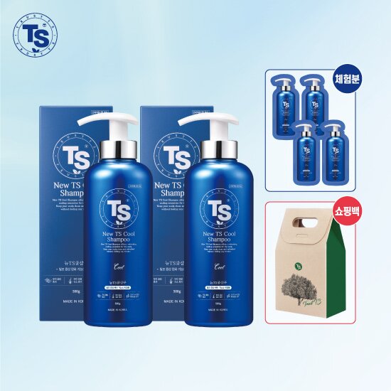 [엘라이브 특집] 뉴TS쿨 샴푸 500g*2개 + (무료체험분)6g*4 + 쇼핑백