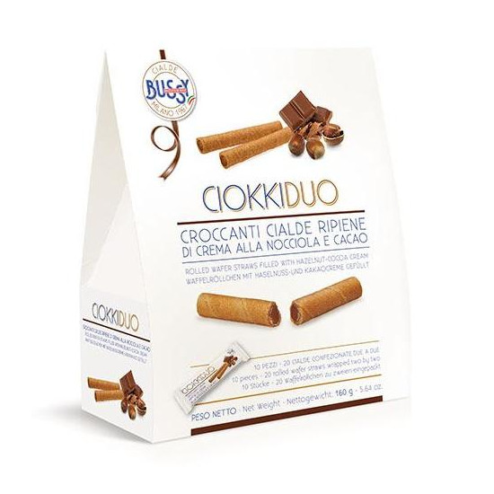 [부시]BUSSY 챨데 웨이퍼 롤 CIOKKIDUO 헤이즐넛 초코(소포장) 160g