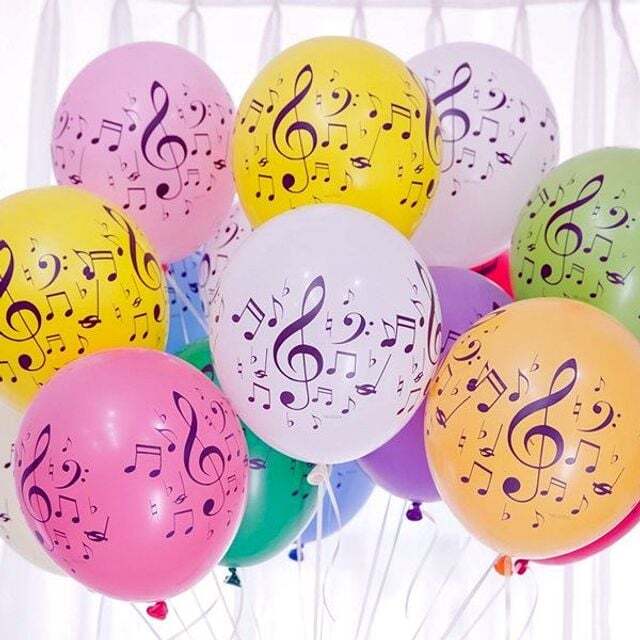 오너클랜 전체인쇄풍선 뮤직 10개 네오 30cm 혼합 파티장식 이