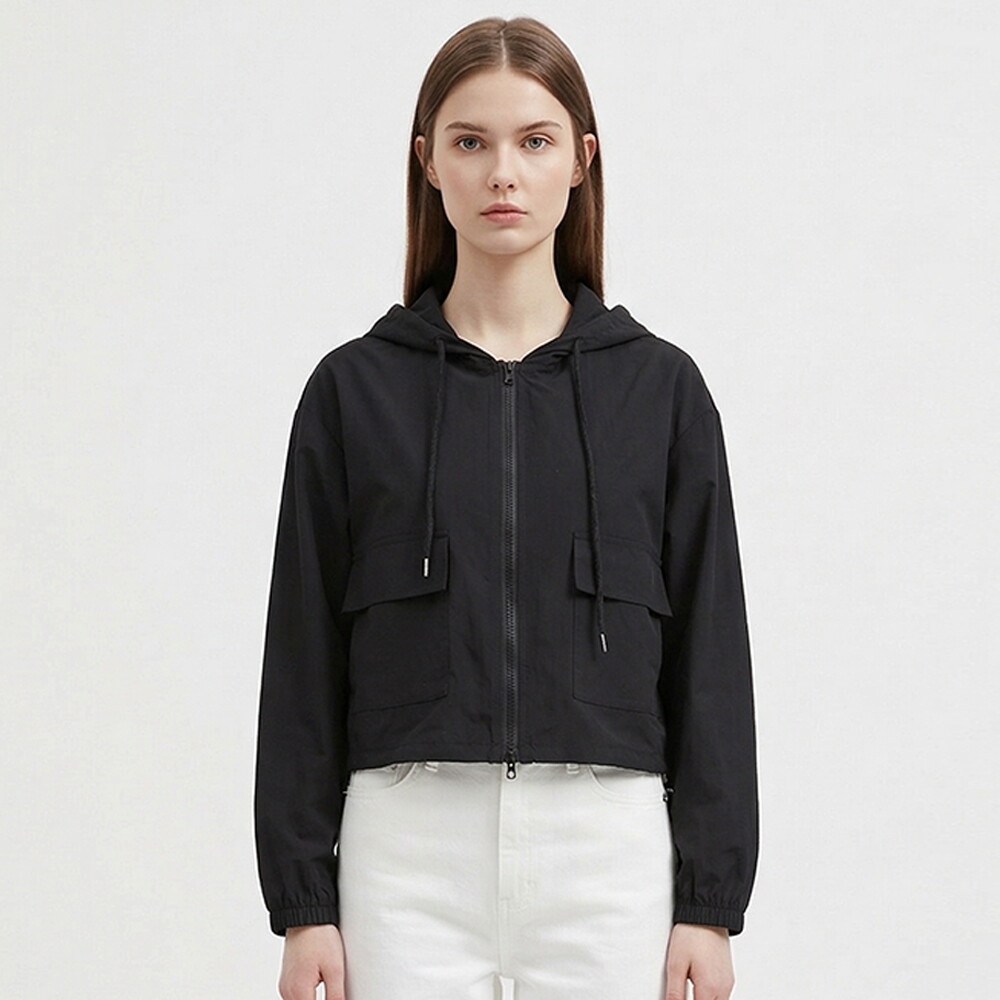 샵앤 [샵앤] 여성 방수원단 윈드 투웨이 집업 바람막이 후드 점퍼 NARU-WJP-21176-블랙