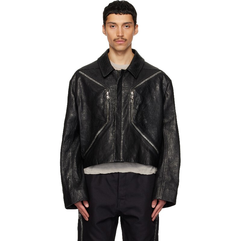 RICK OWENS 릭오웬스 릭오웬스 블랙 템플 하이저 맥 가죽 재킷 RU01F2795 LBE 09 BLACK