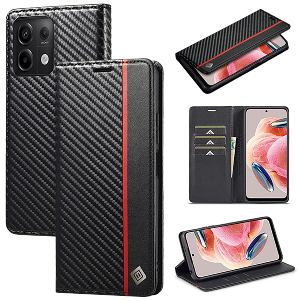 수나르 샤오미홍미노트13 프로 포코X6 4G 5G 카본패턴 다이어리 카드수납 가죽 핸드폰 케이스