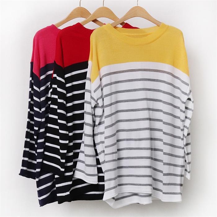 강물처럼 [강물처럼]빅사이즈사랑해요 9197L202 칼라믹스박시긴팔니트 EB (8197433A)