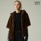 [우바]25FW Faux 밍크 후드 케이프 자켓