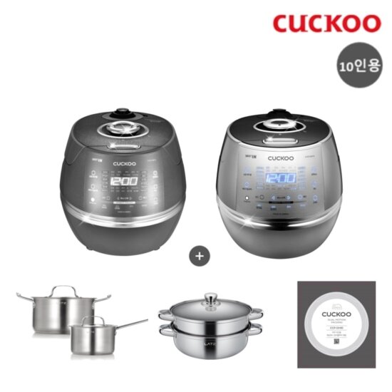 [10인용] IH 메탈릭 에코 풀스텐 압력밥솥 (CRP-CHS108FD/FS) ★라츠 냄비 2종+라츠 28cm찜기+이중모션패킹 2p★