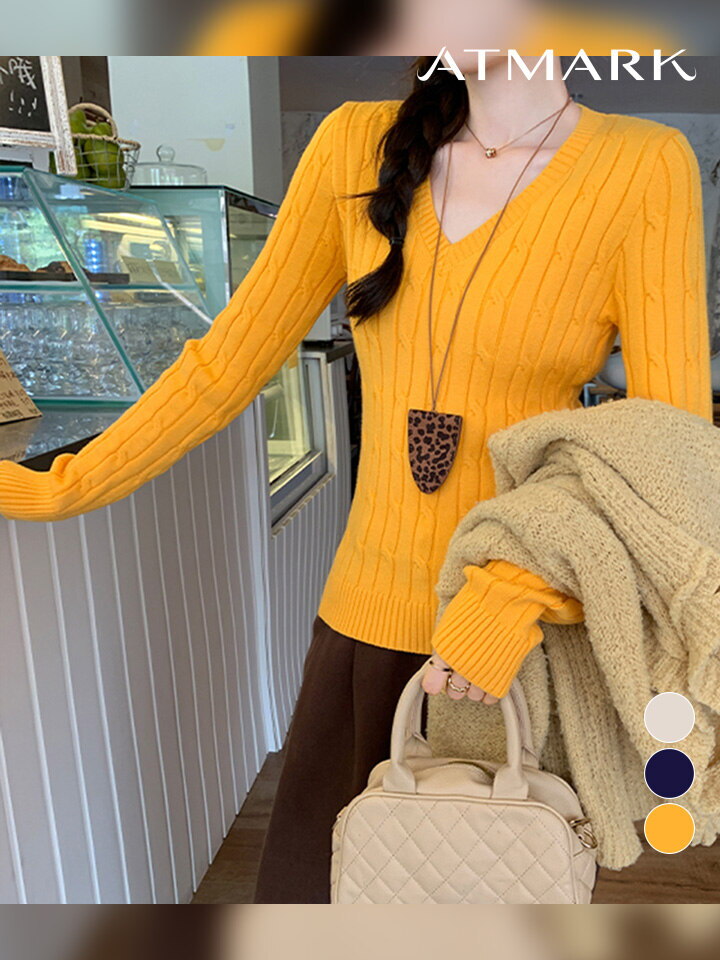 ㈜위즈원or협력업체 앳마크(ATMARK) [앳마크]ATMARK 케이블브이넥베이직니트_AA59KN017G