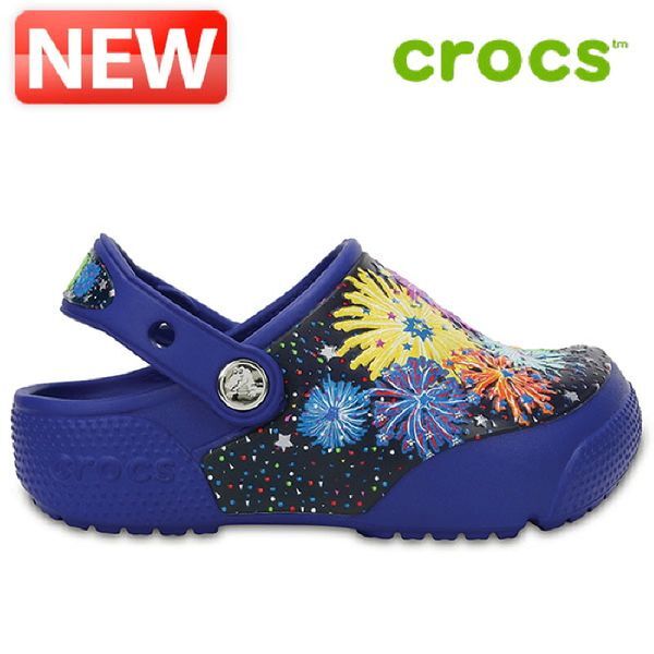 크록스 [하프클럽/크록스]크록스 아동샌달 /D17- 204490-4O5 / Crocs FunLab Lights Fireworks Clogs Cerulean Blue 키즈화 아동샌달